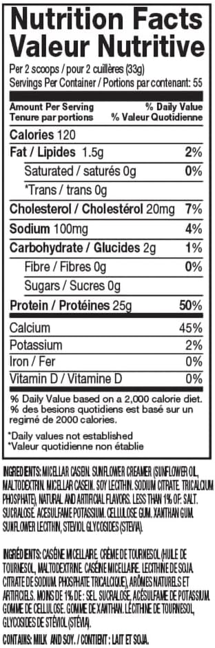 Dymatize Elite Casein Protein Powder, Slow Absorbing with Muscle Building Amino Acids, 100% Micellar Casein, 25g Protein, 5.4g BCAAs & 2.3g Leucine, Helps Overnight Recovery, Smooth Vanilla, 4 Pound