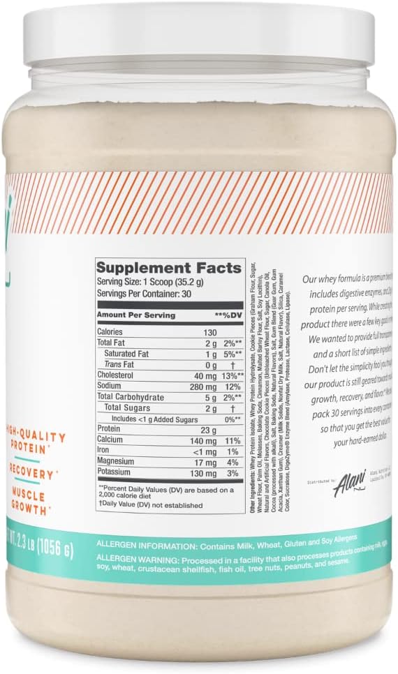 Alani Nu Whey Protein Powder Munchies | 23g Protein with Low Sugar & Digestive Enzymes | Meal Replacement Powder | Low Fat Low Carb Whey Isolate Protein Blend | Low Sugar |30 Servings