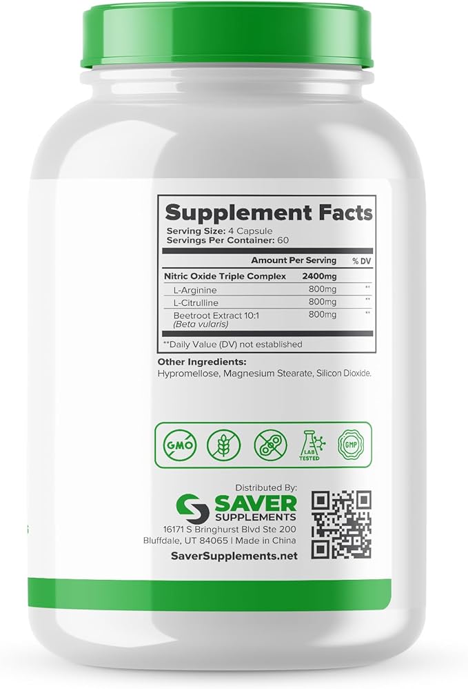 Nitric Oxide Supplement 2400mg with L-Arginine, L-Citrulline and Beet Root Extract, 240 Capsules