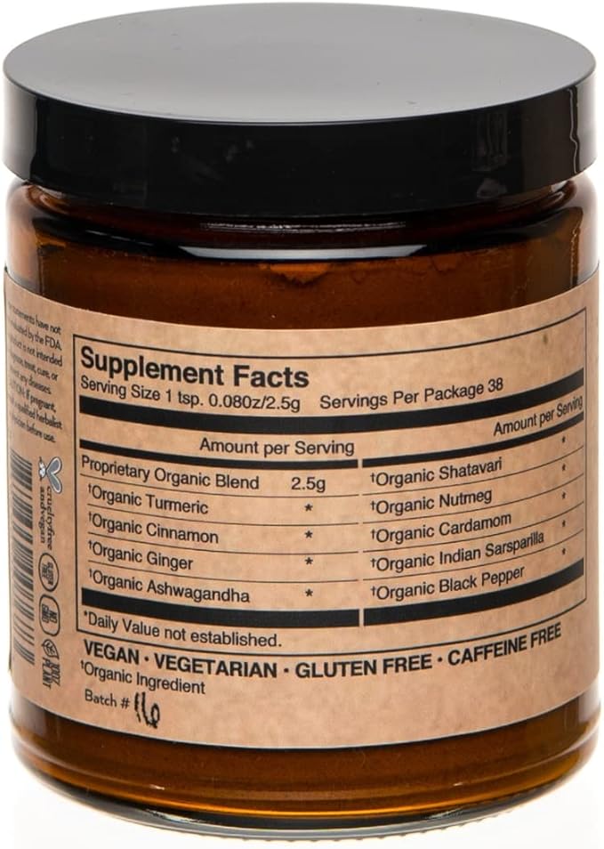 PAAVANI Ayurveda Golden Milk - Made in USA - Ayurvedic Turmeric & Ashwagandha Blend - Powdered Supplement - Haldi Doodh - 100% Organic - 38 Servings