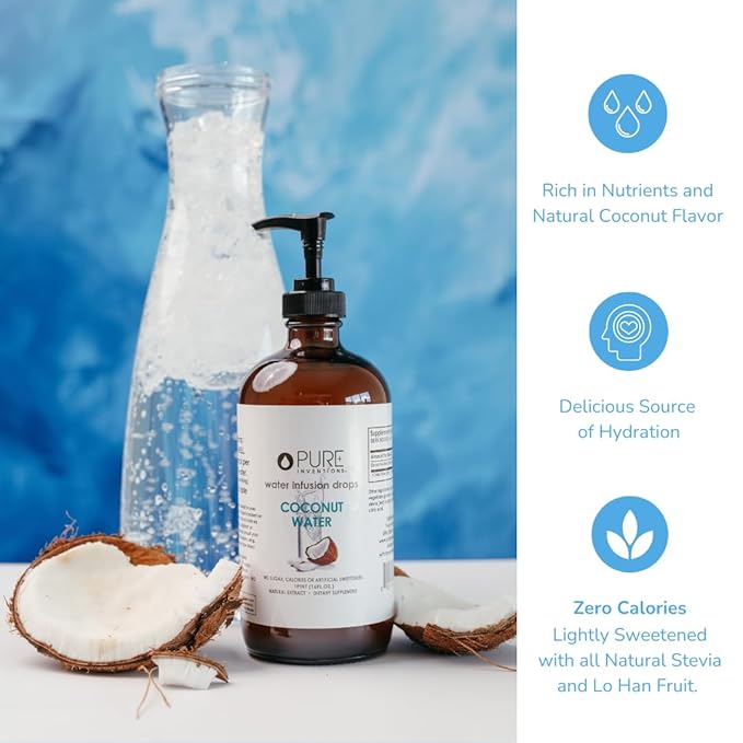 Pure Inventions Coconut Water - Water Infusion Drops - No Sugar, Calories, or Artificial Sweeteners - 500 servings - 16oz Bottle