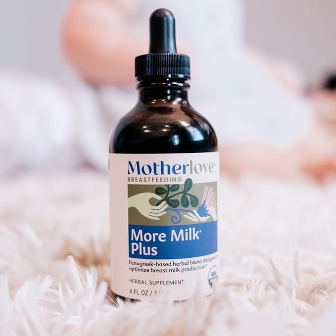 Motherlove More Milk Plus Tincture (4 oz Value Size) Fenugreek-Based Lactation Supplement to Support Breast Milk Supply—USDA Certified Organic, Vegan, Kosher, Soy-Free