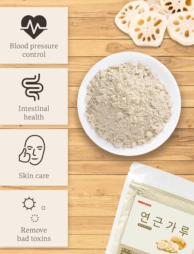 Korean Lotus Root Powder Contains Amino Acid Vitamin B, C Arginine Mucin for Baking & Drinks 300g