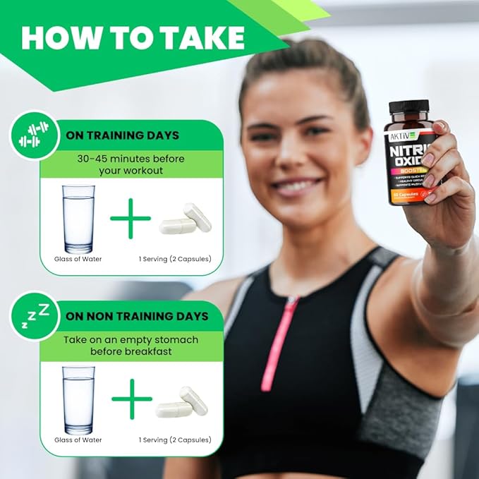Nitric Oxide Booster Supplement with L-Arginine, L-Citrulline, and Ginseng Root – Enhance Blood Flow, Boost Energy & Stamina, Support Heart Health & Muscle Growth – 60 Capsules