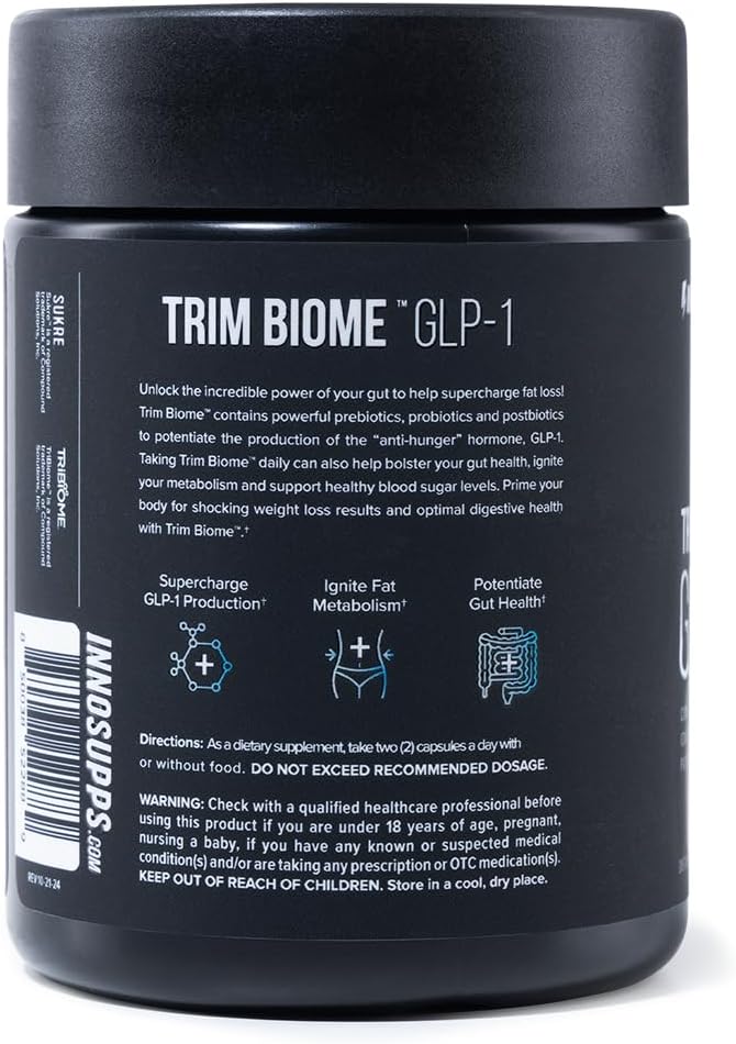 Inno Supps Trim Biome™ GLP-1 | Weight Loss Prebiotic + Probiotic + Postbiotic | Appetite + Metabolism Support | Digestive Health | Akkermansia + Berberine | 60 Capsules. 30 Servings