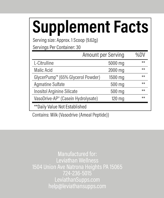 Vigor - Stimulant-Free Nitric Oxide Pre-Workout Powder | L-Citrulline (5000 mg), Malic Acid (2000 mg), GlycerPump (1500 mg)| Unflavored | 30 Servings, 9.62g Each | Made in The USA
