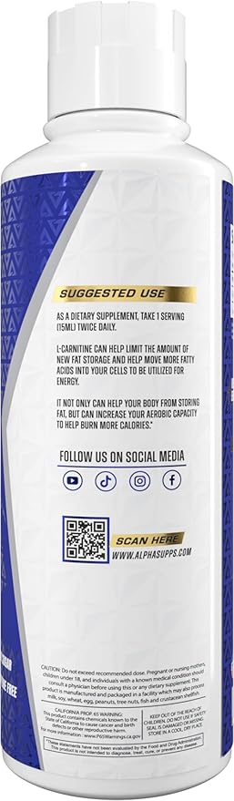 L-Carnitine 3000 mg Liquid | Stimulant-Free Amino Acid | 31 Servings (Sour Gummy Worms)