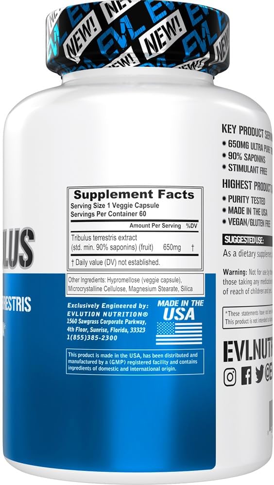 Invigorating Pure Tribulus Terrestris for Men - Performance Maximizing Testosterone Booster Tribulus Terrestris Supplement with 90% Saponins - Plant Based Stamina Strength and Energy Pills for Men