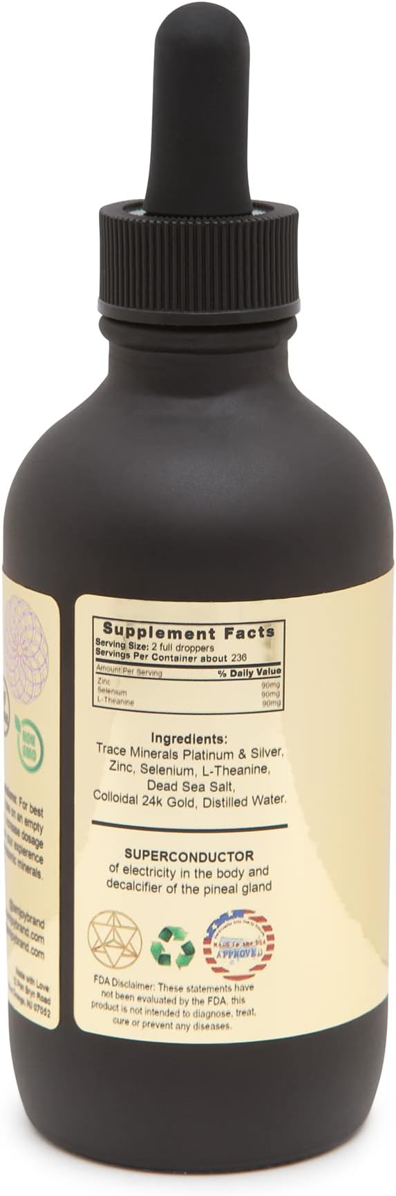 Ormus Monoatomic Gold, L-Theanine, Selenium, Zinc for Pineal Gland Detox, Lucid Dreaming, Kundalini Support, Neurological Strength Fusion Focus 4oz