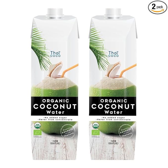 Thai Coco - Organic Natural Coconut Water No Sugar Added - 33.8 fl. oz. 2 Pk