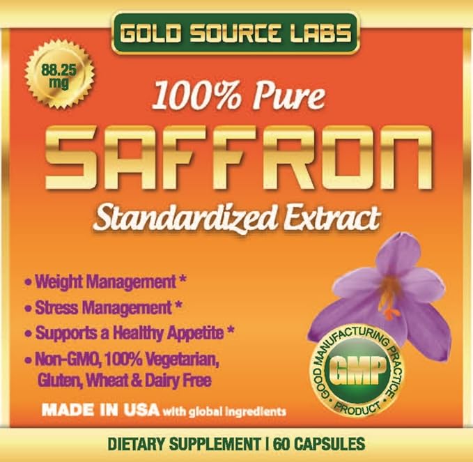 Saffron Extract Supplement - 88.25 mg Capsules with Standardized .3% Safranal Extract Plus Pure Saffron Powder, 60 Maximum Strength Vegetarian Pills - Premium Appetite and Eye Supplement