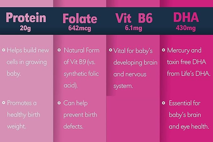 Baby Booster Chocolate Mocha Prenatal Vitamin Supplement and Protein Shake,Caffeine Free,All Natural,Vegetarian DHA,High Protein,Methyl Folate,B Vitamins,Great for Morning Sickness,16.4Oz(1.03LB) 465G