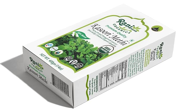 Rani Organic Fenugreek Leaves Dried (Kasoori Methi) 14oz (400g) ~ All Natural | Vegan | Gluten Friendly | NON-GMO | Indian Origin | USDA Certified Organic