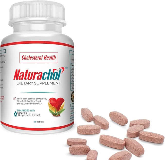 Advanced Cholesterol Support Formula | 90 Vegan Tablets | Red Yeast Rice Extract, Olive Oil, Oatmeal, CoQ10, Grape Seed Extract