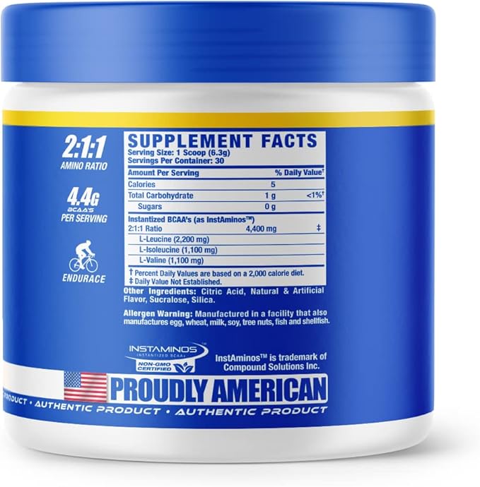 Ronnie Coleman's BCAA XS Powder with EAAs, Branched Chain Amino Acids Post Workout Muscle Recovery, Sugar Free Hydration Drink for Women and Men, Guava Nectarine, 30 Servings
