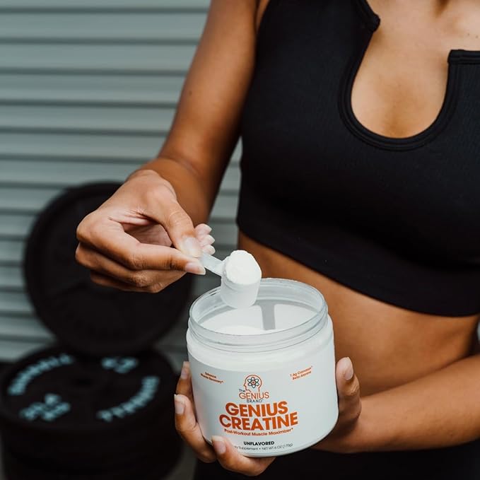Genius Micronized Creatine Monohydrate Powder, Post Workout Supplement, Unflavored - 100% Naturally Flavored & Sweetened - Supports Muscle Building, Cellular Energy & Cognitive Function – 170g