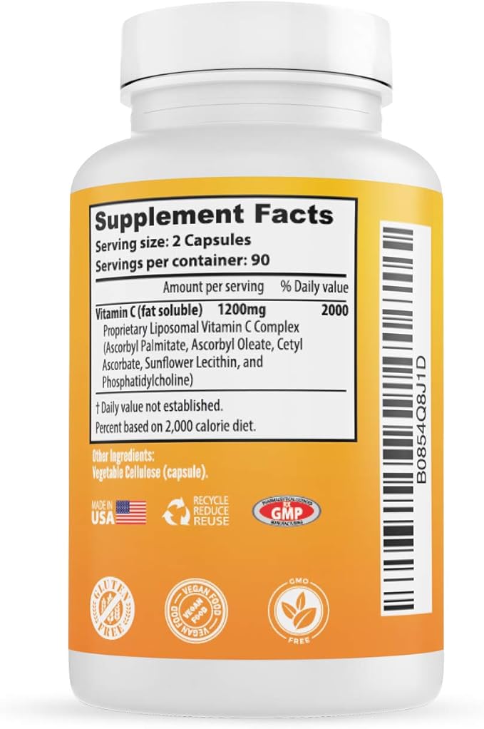 Whole Food Multivitamin for Men and Women Plus Liposomal Vitamin C High Absorption Vegan Capsules