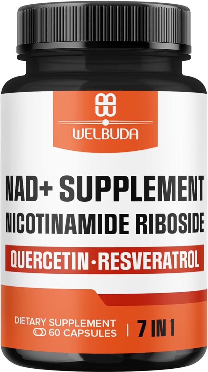 NAD+ Supplement with Nicotinamide Riboside Per Serving w/Resveratrol, Quercetin, Turmeric, Rhodiola Rosea, Vitamin D3 and Vitamin C - 60 Capsules