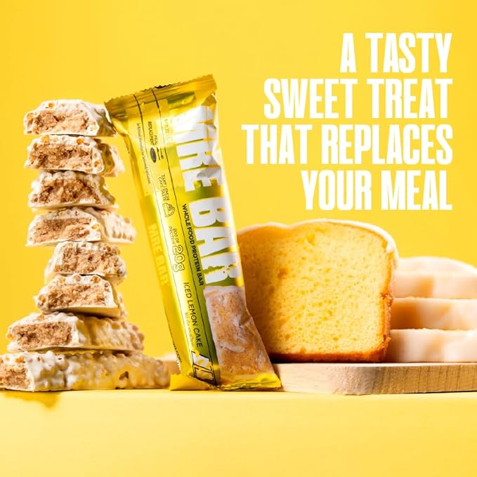 REDCON1 MRE Protein Bar, Iced Lemon Cake - 20g of Whole Food Protein + MCT Oil - Easily Digestible, Macro Balanced Low Sugar Meal Replacement Bar (12 Bars)