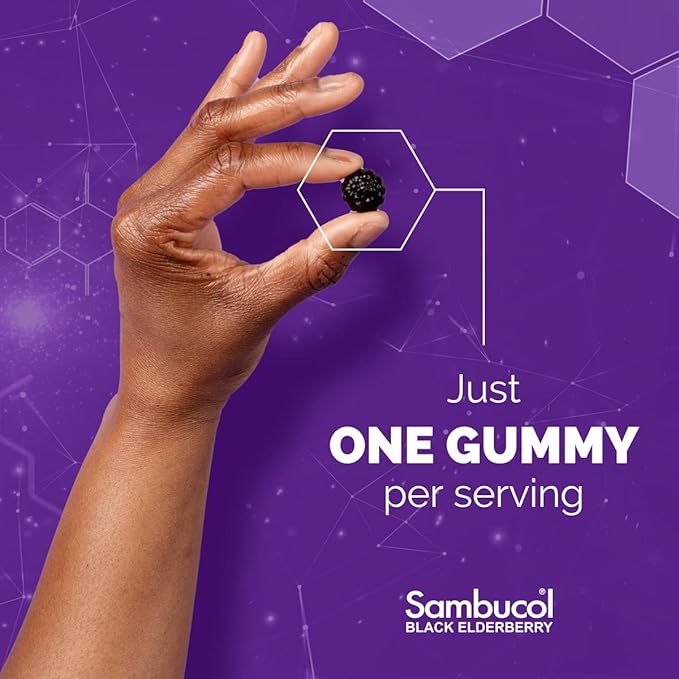 Sambucol Black Elderberry Gummies with Vitamin C & Zinc - Sambucus Elderberry Gummies for Immune Support, High Antioxidants, Gluten Free, Vegan, Elderberry with Zinc & Vitamin C - 30 Count, 2 Pack