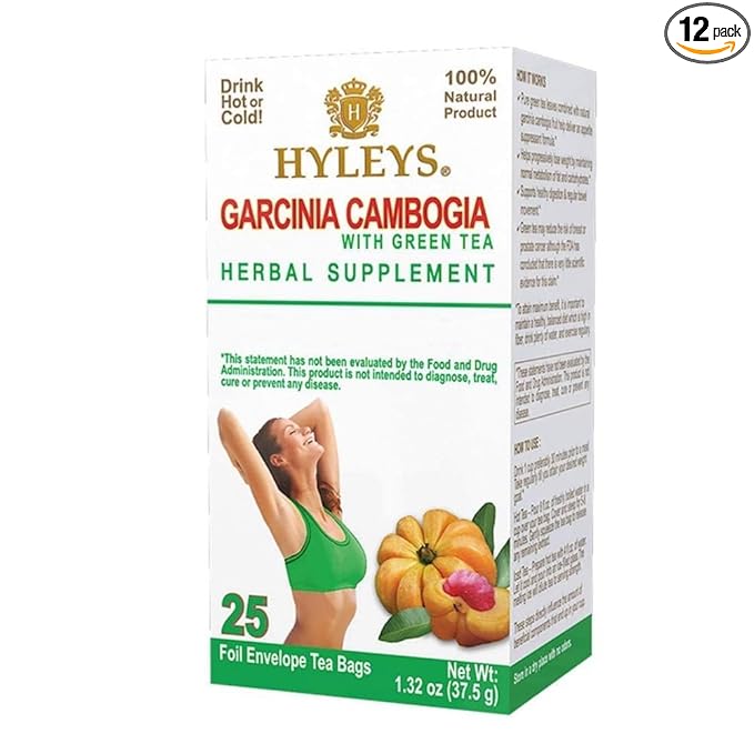 HYLEYS Tea Garcinia Cambogia Green Tea Original Flavor - 25 Tea Bags (12 Pack - 300 Tea Bags Total)