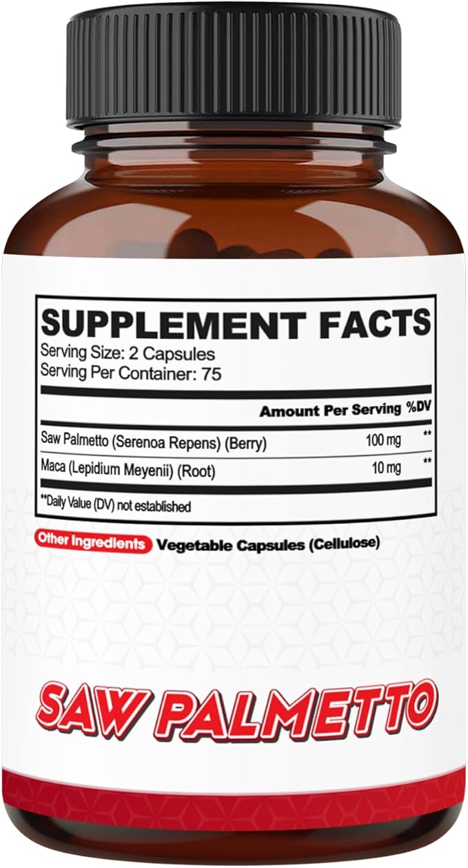 agobi Saw Palmetto Supplement with Maca Root - High Extract Support for Hair Health, Restful Mood, Immune System & Energy Production - 150 Veggie Capsules