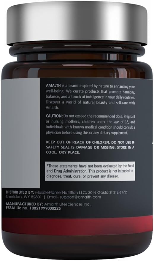 Amalth Tribulus Terrsestris, Per Serving, Highest Potency with Ashwagandha, Saw Palmetto, Panax Ginseng Shilajit Maca 90 Capsules