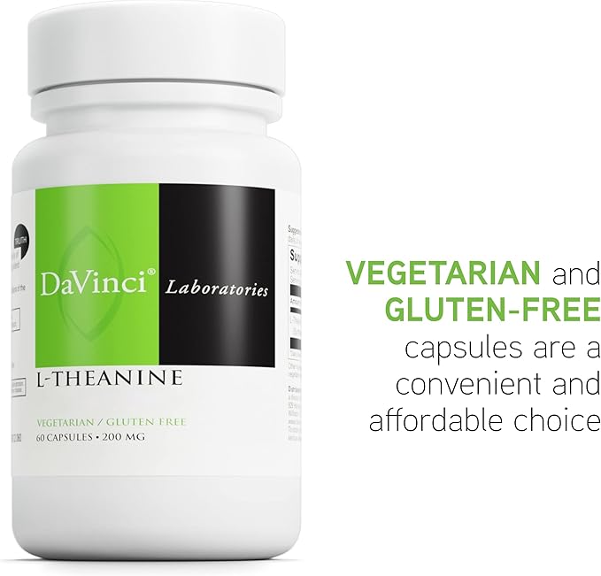DAVINCI Labs L-Theanine - Dietary Supplement to Help with Concentration, Focus, Relaxation and Irritability* - with 200 mg L-Theanine per Serving - 60 Vegetarian Capsules