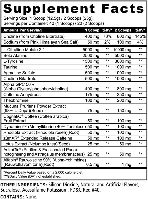 Underground Bio Labs™ Panda Supps: Rampage Chaos, Extreme Pre-Workout, High Stim, Maximum Pump, Focus, and Energy (Strawberry Mango Sherbet) (40 Servings)