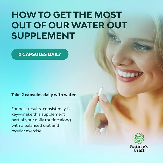 Water Away Herbal Diuretic Pills High Strength - Fluid Retention Supplement with Dandelion Leaf Extract & Green Tea for Bloating Relief for Women & Men - Capsules for Leg & Feet Swelling - 60 Count