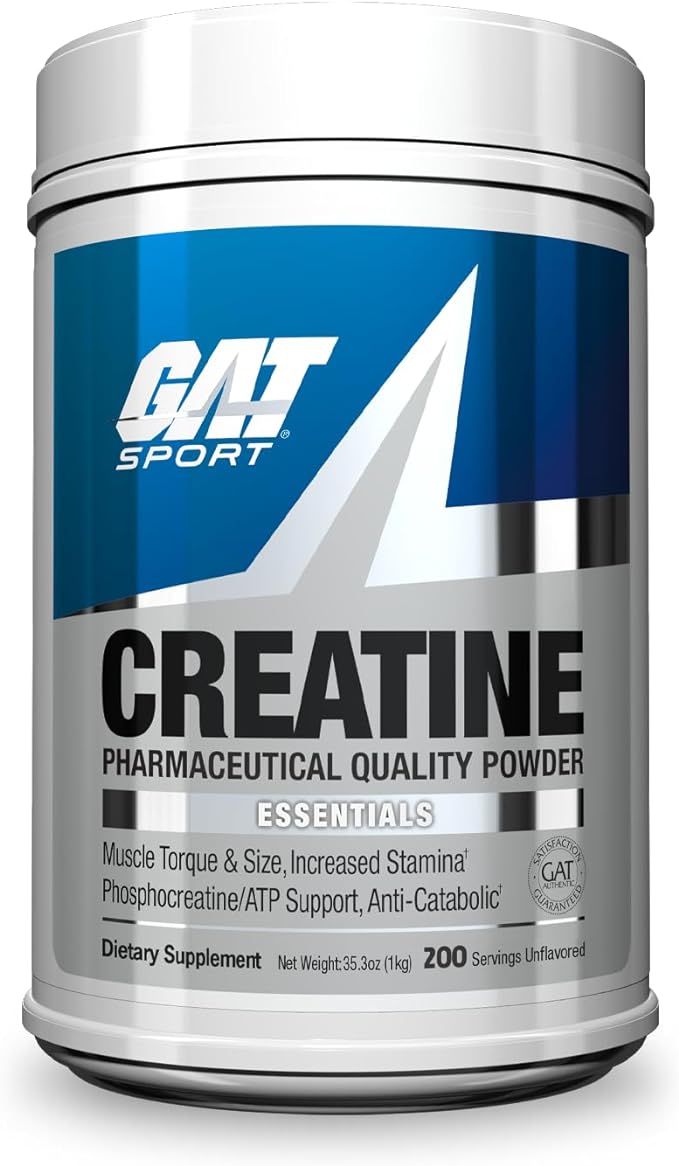 GAT SPORT Creatine Monohydrate Powder 1000 Grams, Strength, GLP1 Support, Brain Health, Anti-oxidant, Endurance, for Men & Women, 1 Kilo, Unflavored