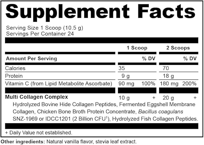 Ancient Nutrition Hydrolyzed Collagen Peptides Powder with Probiotics, Vanilla Multi Collagen Protein for Women and Men with Vitamin C, 24 Servings, Supports Skin and Nails, Gut Health, 8.9oz