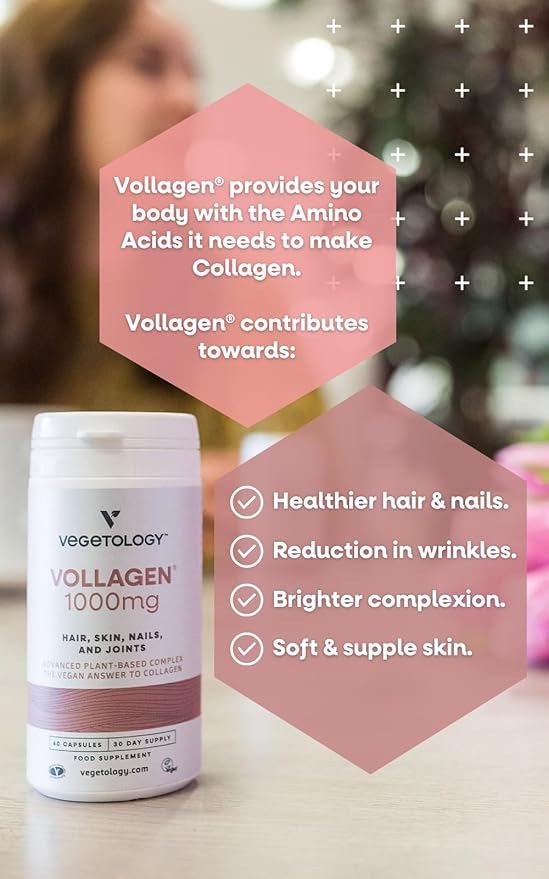 Vollagen Plant Based Complex – Plant Based Protein Alternative to Collagen – Amazing Hair Skin Nails Supplement – Delivers a Complex of Amino Acids (1000 mg - 60 Tablets)