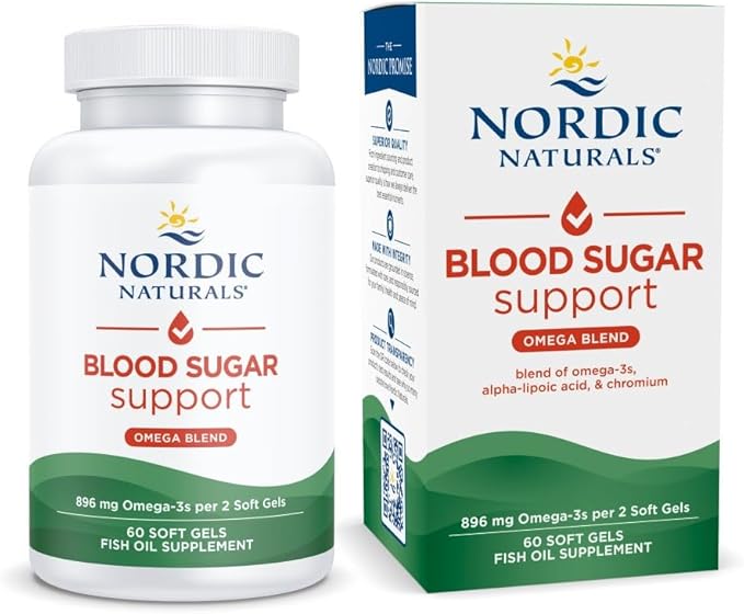 Nordic Naturals Omega Blood Sugar, Lemon - 60 Soft Gels - 896 mg Omega-3 + Alpha-Lipoic Acid & Chromium - Metabolism - Non-GMO - 30 Servings