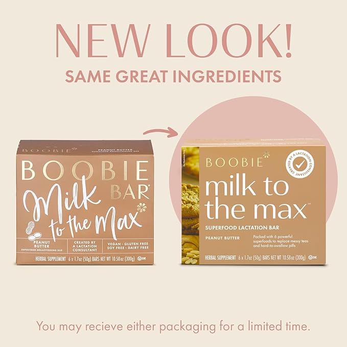 Boobie Bar Superfood Peanut Butter Lactation Bar for Breastfeeding Moms to Increase Milk Supply | #1 Selling Lactation Snack Bars | Vegan, Fenugreek-Free, Gluten-Free, Dairy-Free (12 Bars)