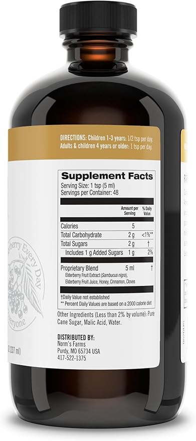 Norm's Farms Black Elderberry Wellness Syrup and Black Elderberry Extract - Natural Immune Support - 2PK 8 Oz. Containers