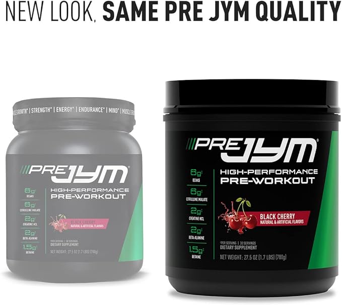 JYM Supplement Science Pre JYM Black Cherry Pre Workout Powder for Men & Women, BCAAs, Nootropics, Creatine HCI, Citrulline, Beta-Alanine, Betaine, Taurine, Huperzine, 30 Servings