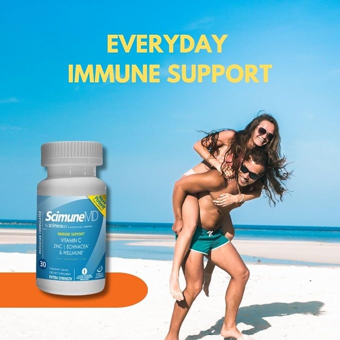 ScimeraMD® Scimune Immune Support Supplement with Zinc, Quercetin, Echinacea, and Wellmune® Beta Glucan, 30 CT