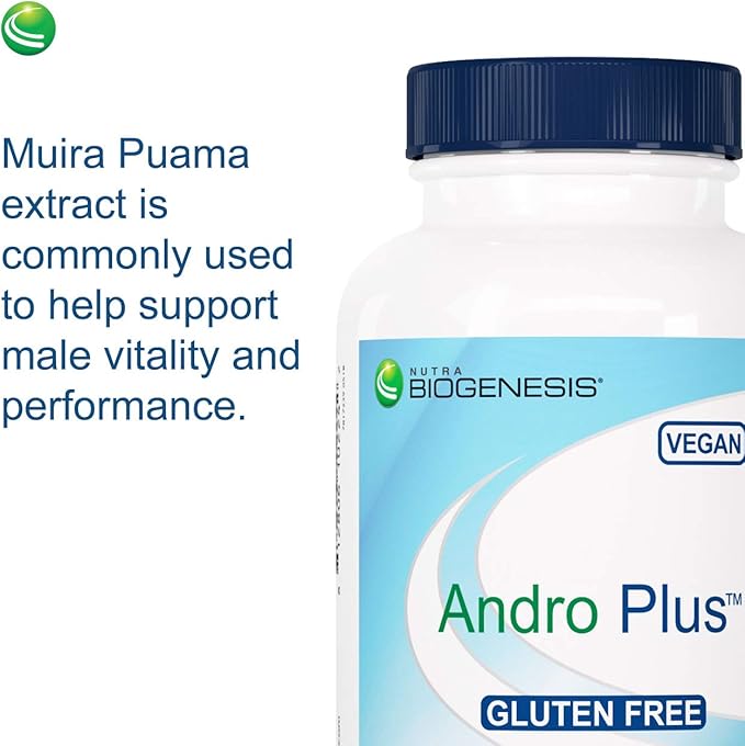 Nutra Biogenesis Andro Plus - Tribulus Terrestris Extract for Men, Maca Root Supplement for Men's Vitality with Muira Puama, Health and Wellness Support - 90 Vegetarian Capsules