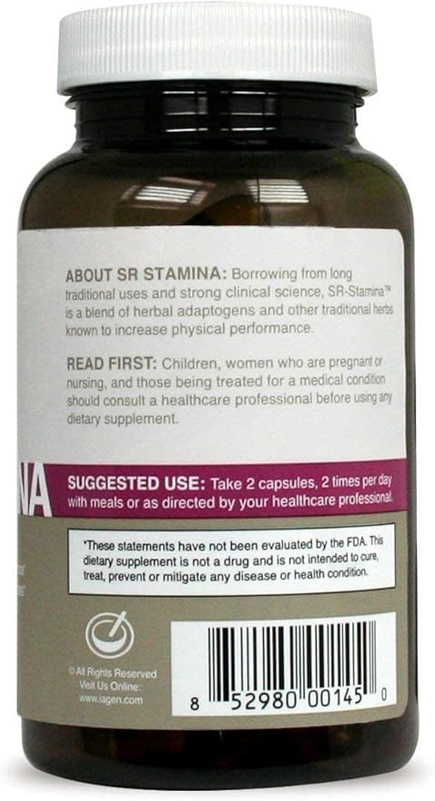 SR Stamina Natural Stress Support Supplement - Maca Root Powder with Ashwagandha for Enhanced Energy, Stamina, Athletic Performance, and Memory - 120 Veg Capsules - USA Made