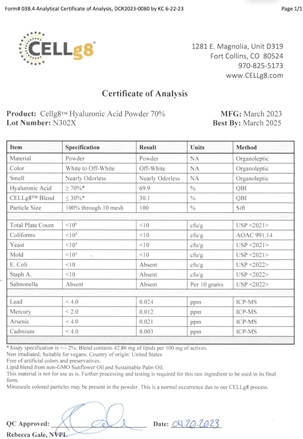 Hyaluronic Acid | HLA Liposomal Hyaluronic Acid Supplements | 90 Acido Hialuronico Capsules - 150mg Hylunaric Acid per Serving | Non-GMO | Made in The USA Third-Party Tested
