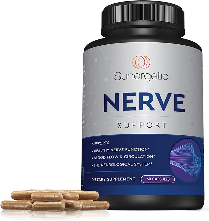 Premium Nerve Support Supplement – with Alpha Lipoic Acid (ALA) 600 mg, Acetyl-L-Carnitine (ALC) & Benfotiamine - Nerve Support Formula for Healthy Circulation, Feet, Hands & Toes - 60 Capsules