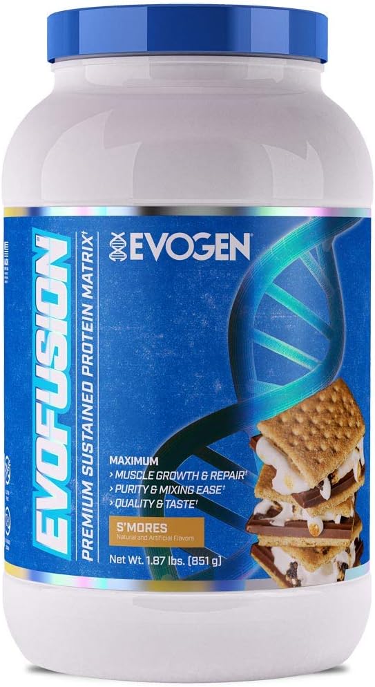 Evogen Evofusion - Sustained Protein Powder | Supports Muscle Growth & Repair | Whey Protein, Micellar Casein, MCT Oil | S'Mores | 23 Servings