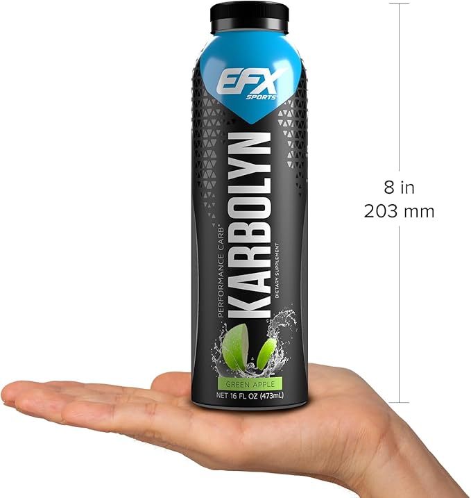EFX Sports Karbolyn Fuel Drink | Pre, Intra, Post Workout Carbohydrate Drink | Carb Load, Sustained Energy | Stimulant & Sugar Free | 12 Pack (Green Apple)