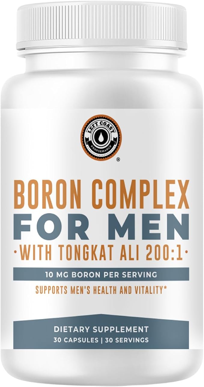 Boron Supplement For Men With Tongkat Ali - Vitamin D3, Zinc Picolinate 30mg, Longjack Tongkat Ali For Men - Boron Citrate 10mg For Men’s Health - Non GMO, Gluten Free, No Allergens - 30 Count