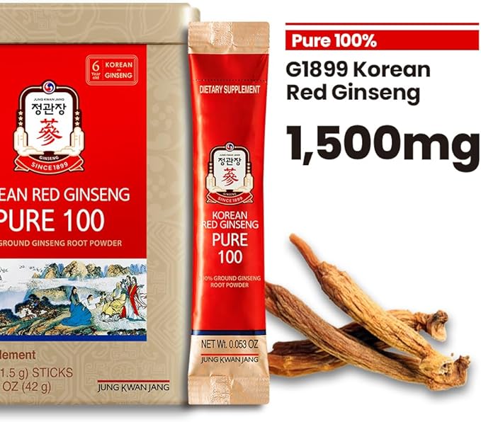 JungKwanJang Pure 100 Korean Red Ginseng Extract Powder Sticks, 28 Count
