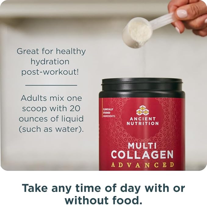 Ancient Nutrition Advanced Multi Collagen Protein Powder Hydrate, Mixed Berry, 30 Servings