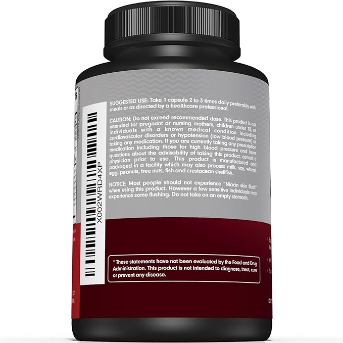 Premium Blood Pressure Support Supplement for Cardiovascular & Heart Health with Garlic, Hawthorn & Hibiscus (90 Capsules)