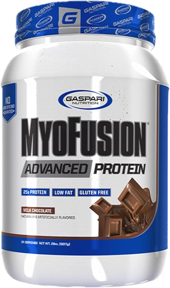 Gaspari Nutrition Myofusion Advanced Protein, Protein Blend with Whey Protein, Casein Protein and Isolate Protein, Low Fat and Gluten Free (2lbs, Chocolate)