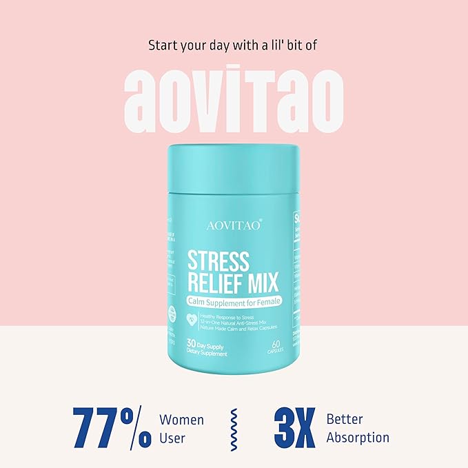 Stress Relief Supplement Support Anxiety Relief, Ashwagandha for Women Supplement with L-Theanine Magnesium, Stress Relief, Focus and Relaxation Support Anxiery Pill